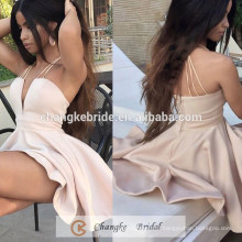 New Arrival Cocktail Dress Short Peach Satin Sexy Women Party Dress